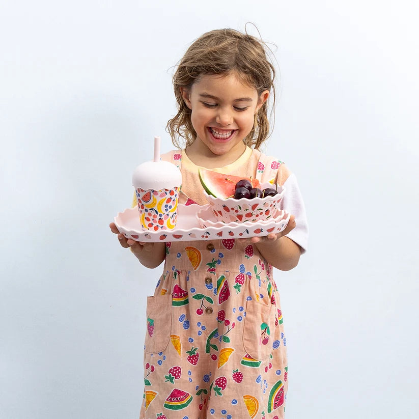 Pink Fruits Dinnerware and Smoothie Bundle