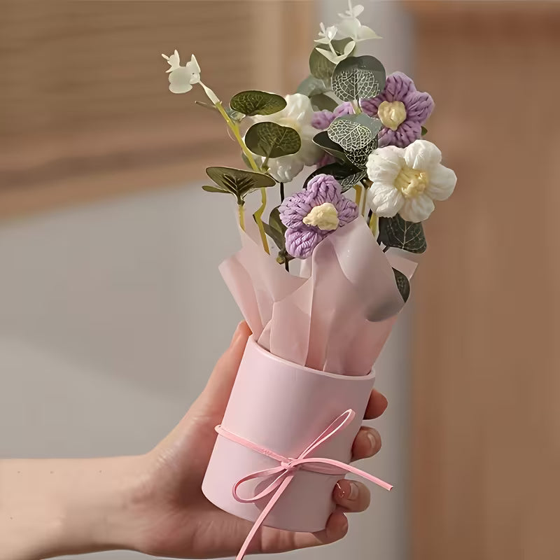 Paper Bucket Bouquet-Purple Sunflower