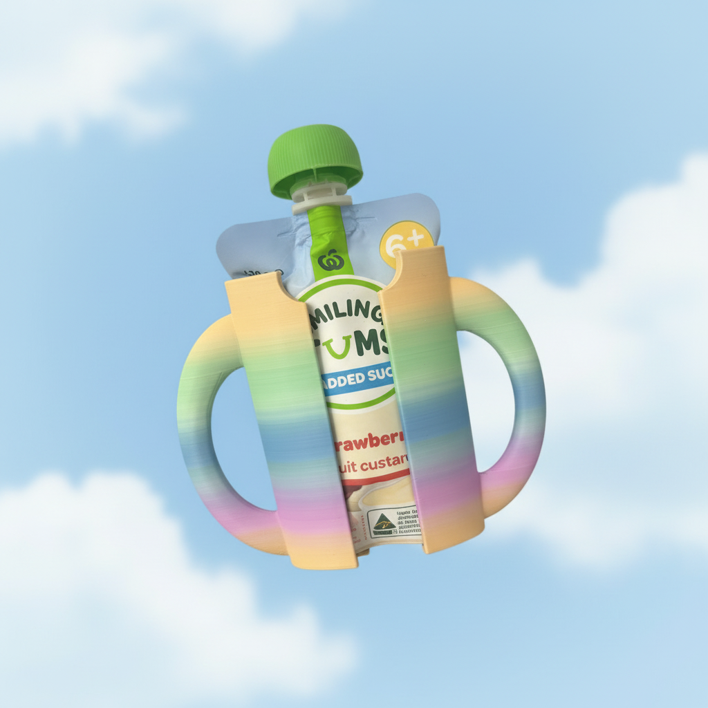 3D Printed Rainbow Baby Food Pouch Holder — PLA Toddler Feeding Aid