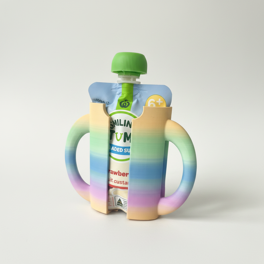 3D Printed Rainbow Baby Food Pouch Holder — PLA Toddler Feeding Aid