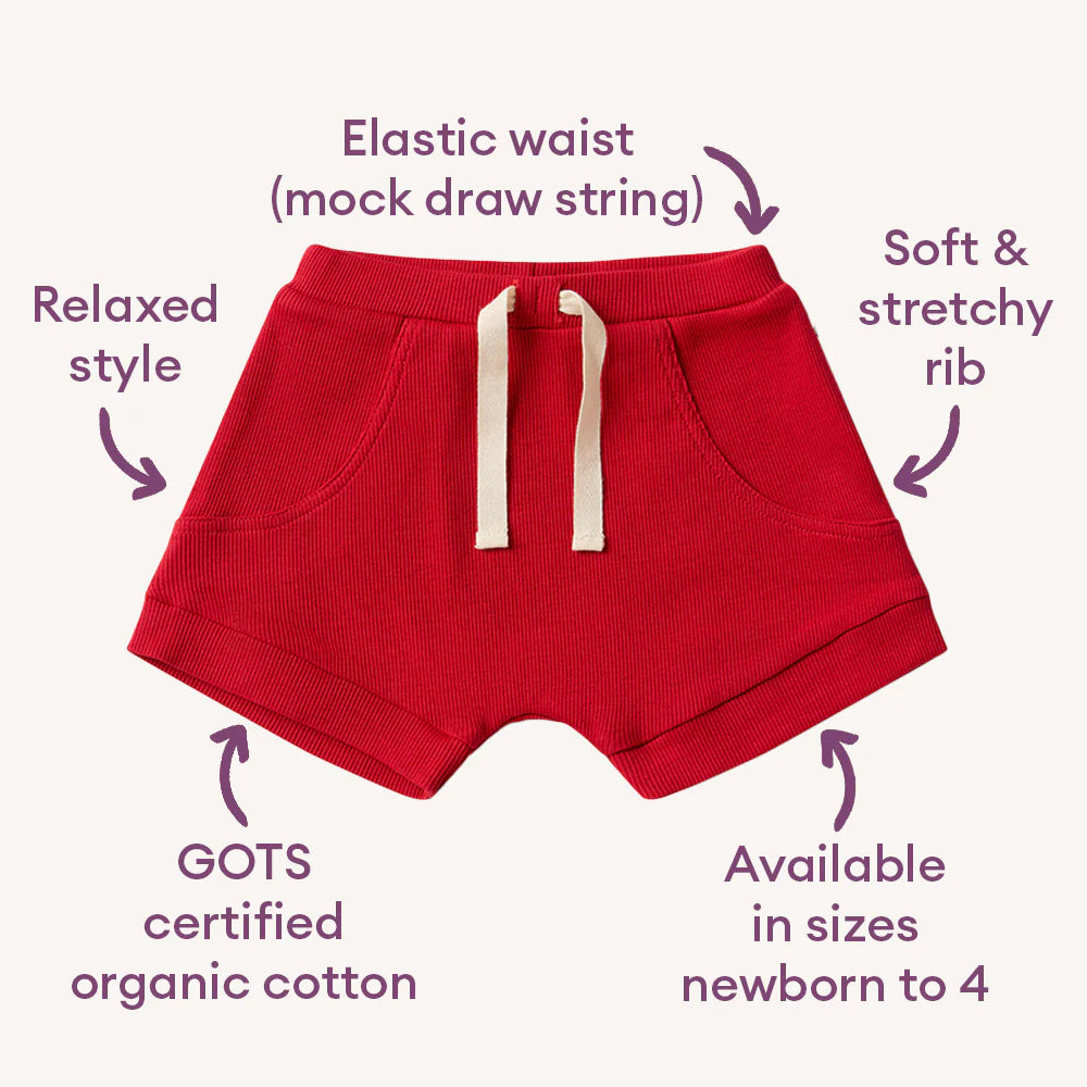 Red Organic Shorts
