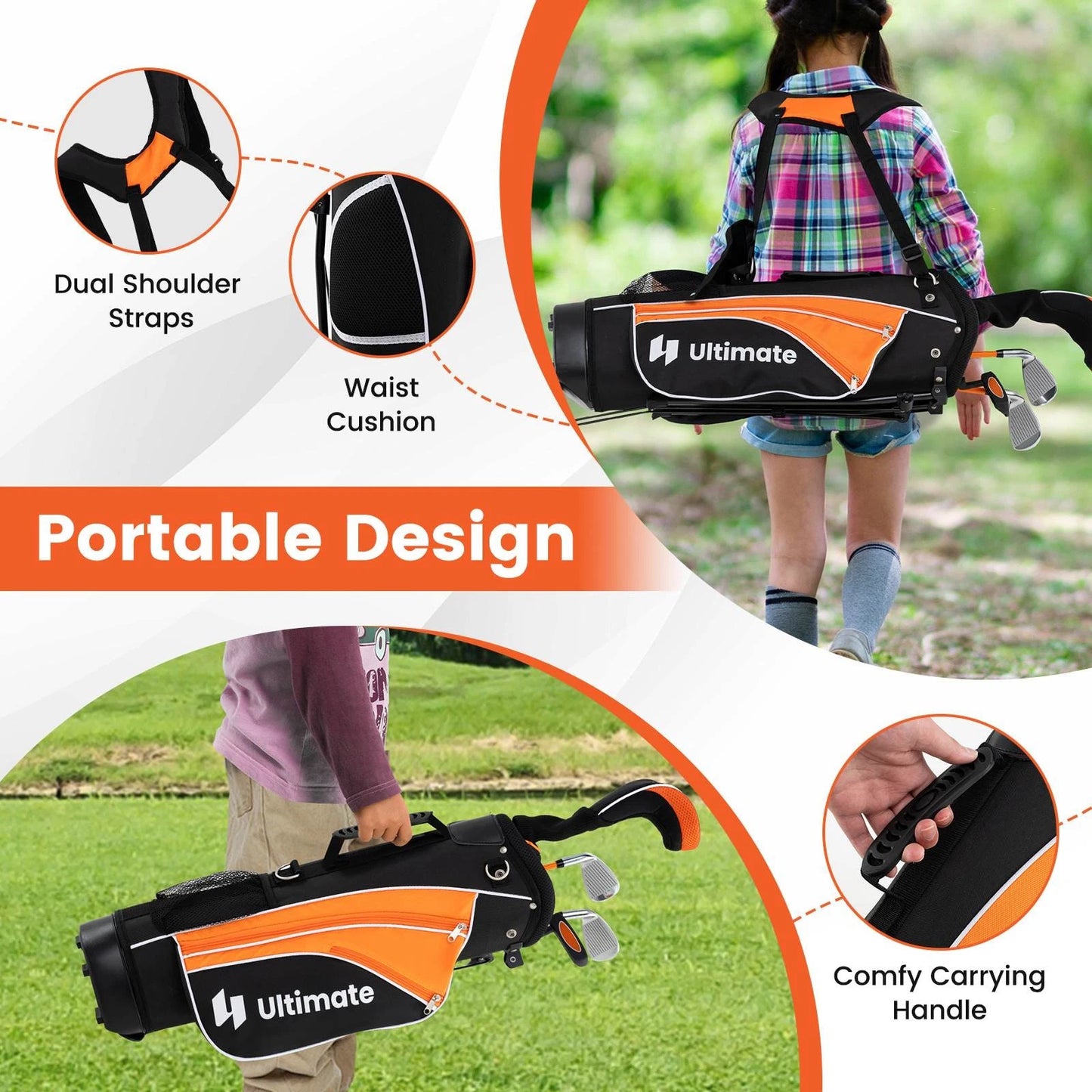 Ultimate Portable Junior Complete Golf Club Set for Kids Age 8-13 Set of 5