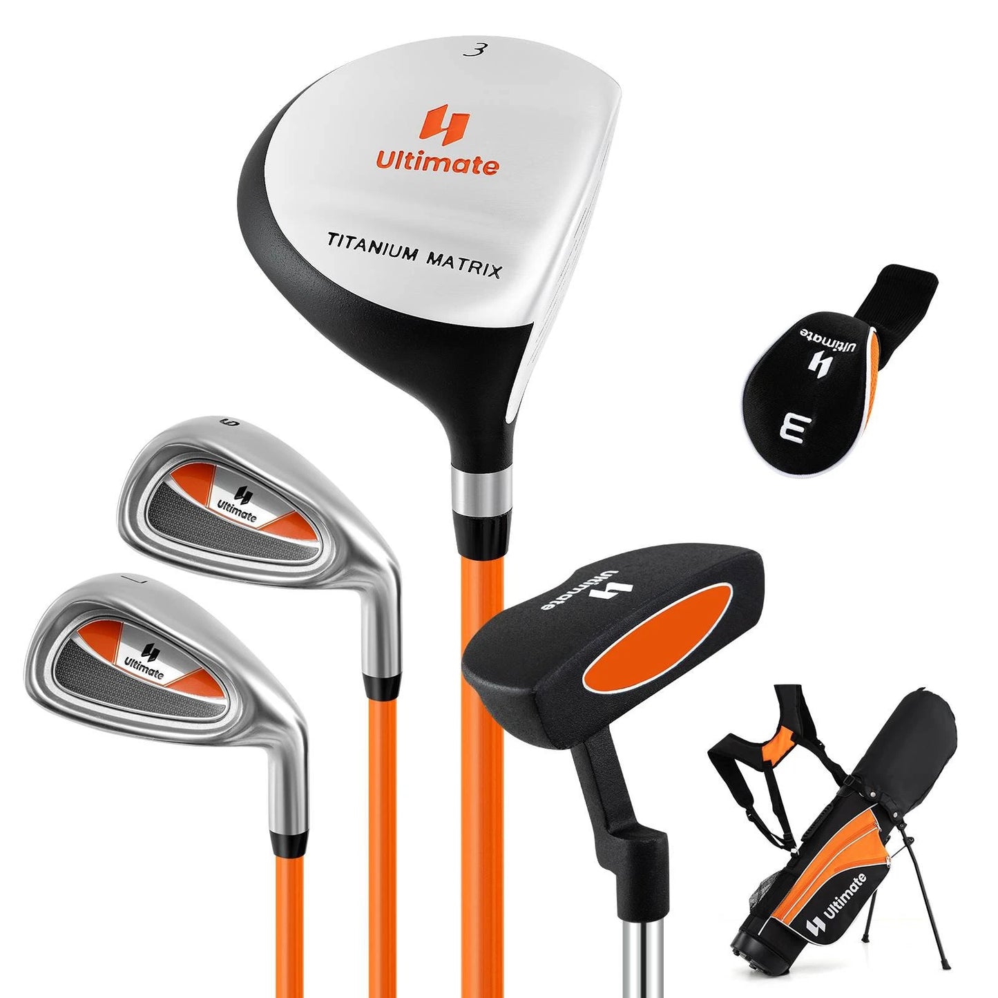 Ultimate Portable Junior Complete Golf Club Set for Kids Age 8-13 Set of 5
