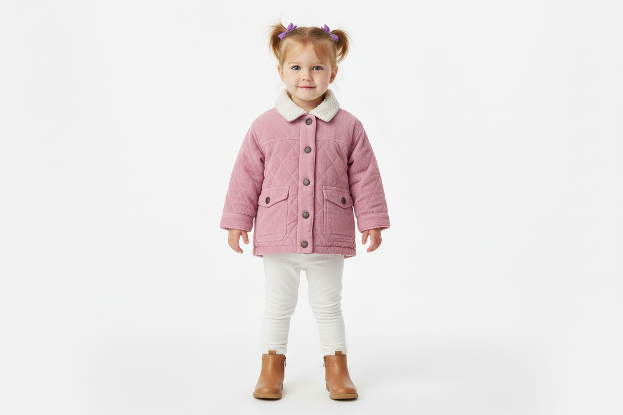 Sherpa Jacket with pink tone on girl toddler