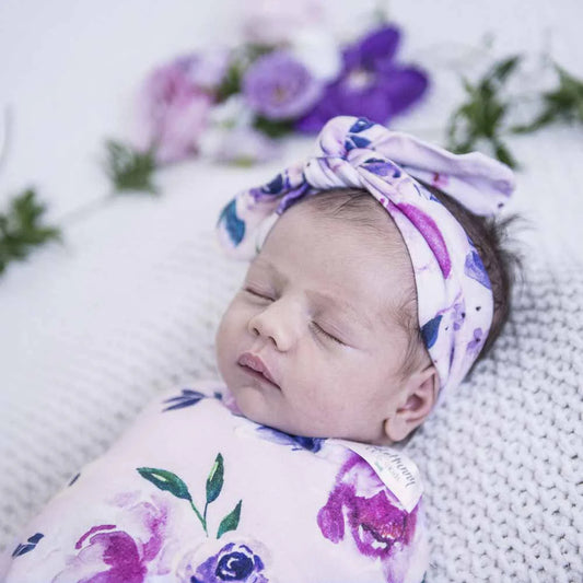 Floral Kiss Snuggle Swaddle & Topknot Set