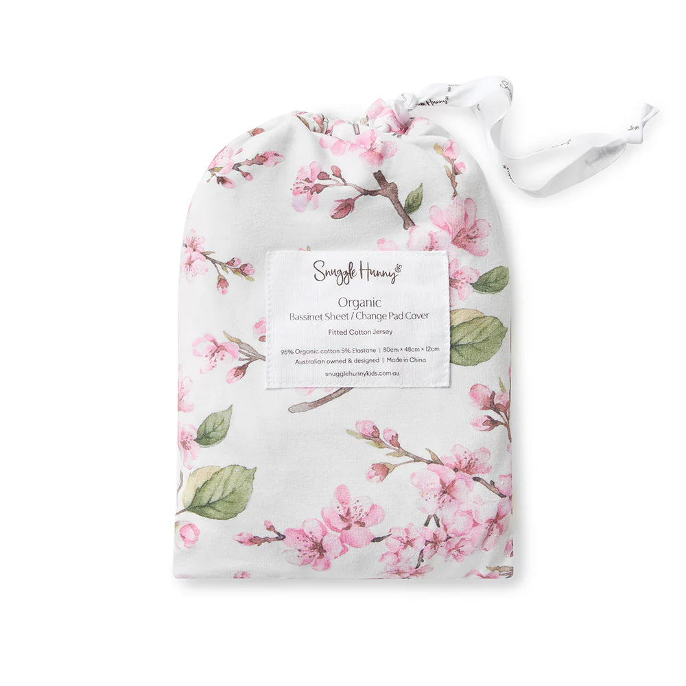 Cherry Blossom Organic Bassinet Sheet / Change Pad Cover