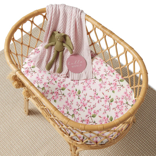 Cherry Blossom Organic Bassinet Sheet / Change Pad Cover