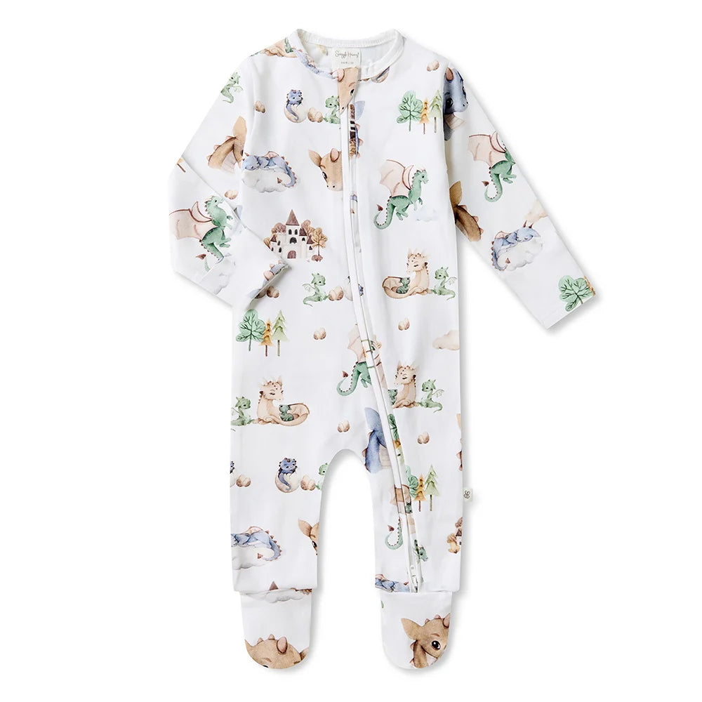 Dragon Organic Snuggle Sleepsuit Zip Footie