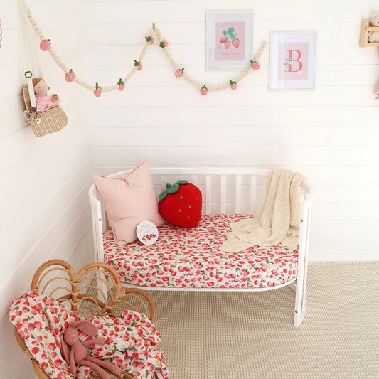 Strawberry Organic Fitted Cot Sheet