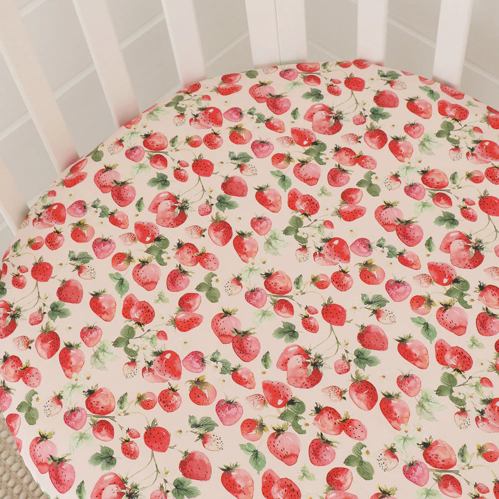 Strawberry Organic Fitted Cot Sheet
