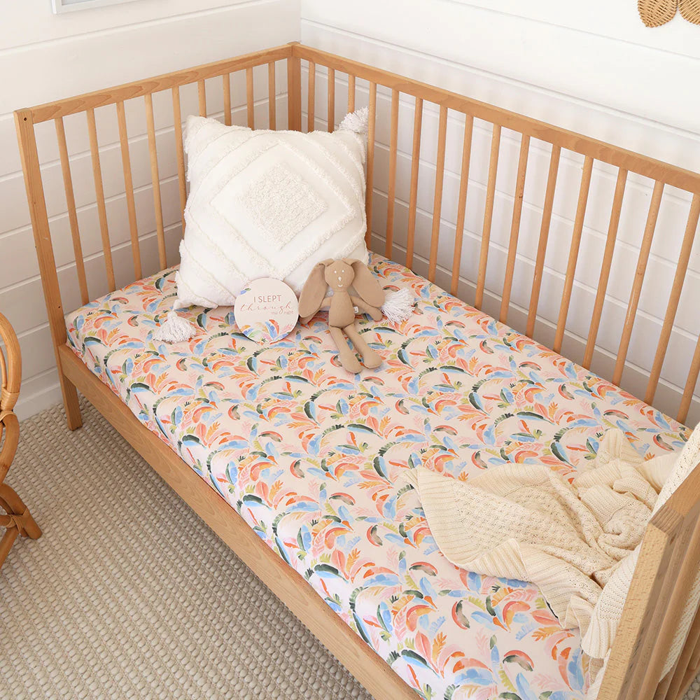 Summer Palm Organic Fitted Cot Sheet