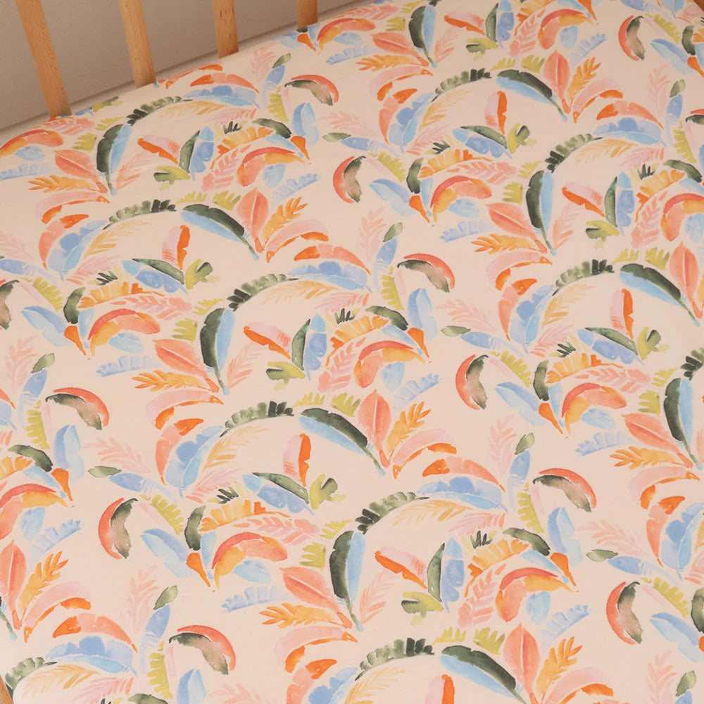 Summer Palm Organic Fitted Cot Sheet