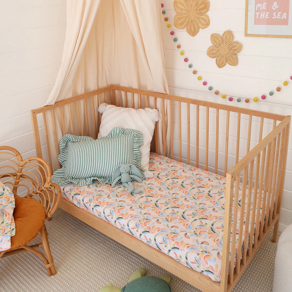 Summer Palm Organic Fitted Cot Sheet