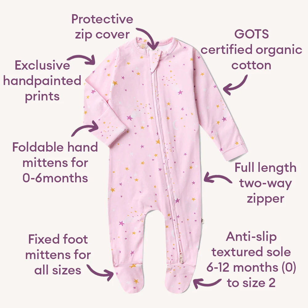 Twinkle Organic Snuggle Sleepsuit Zip Footie