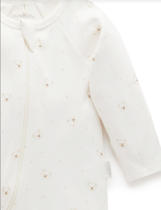 2 pack Zip Growsuit- Vanilla Blue Bear