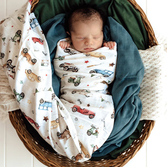Vintage Cars Organic Muslin Wrap