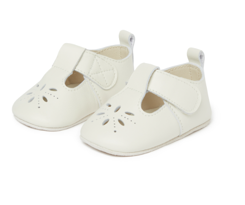 Leather Eyelet T-Bars - Vanilla