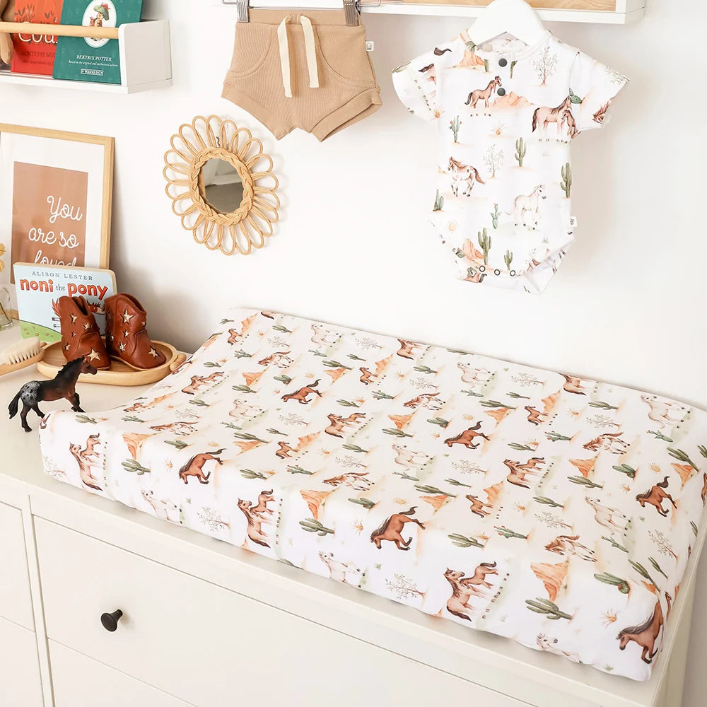 Wild Horses Organic Bassinet/Change Pad Cover