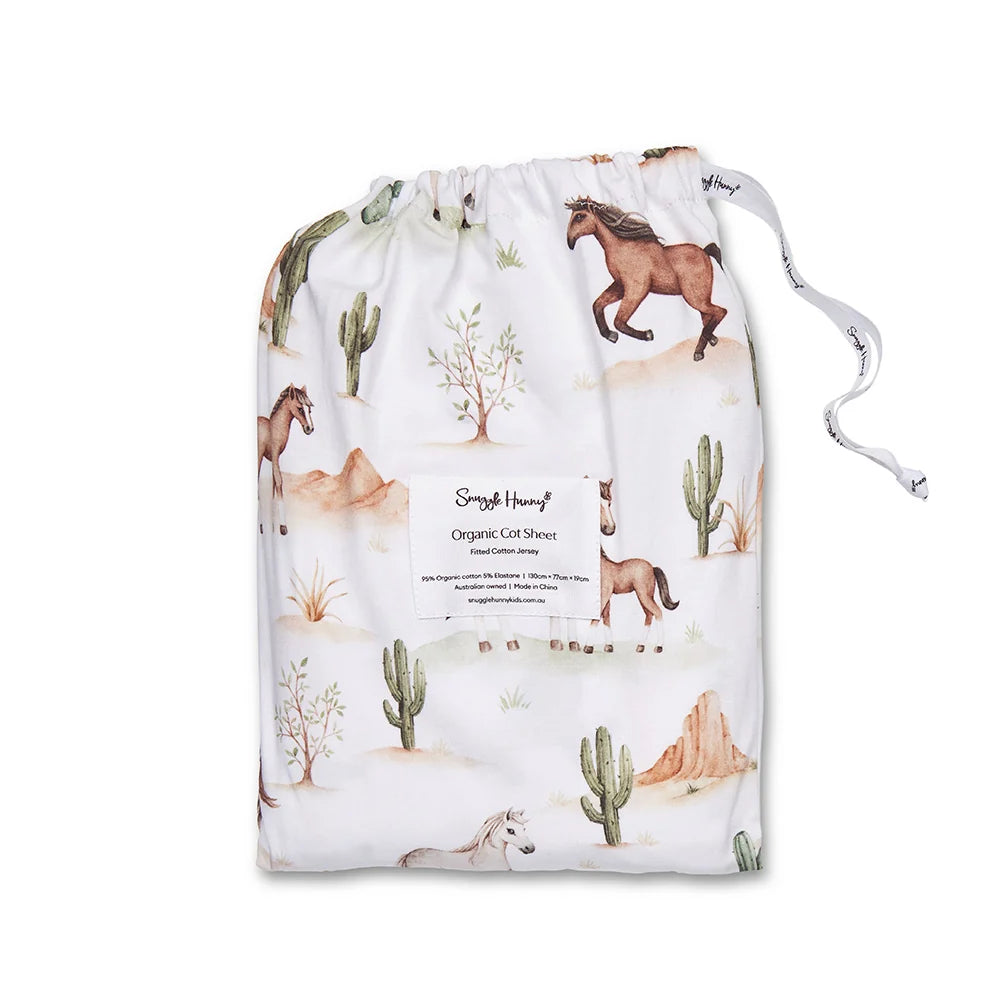 Wild Horses Organic Fitted Cot Sheet