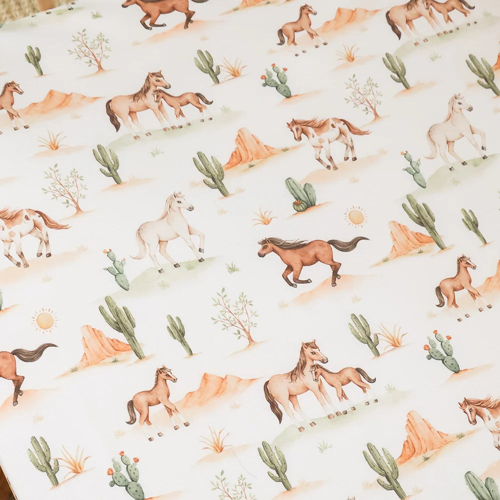 Wild Horses Organic Fitted Cot Sheet